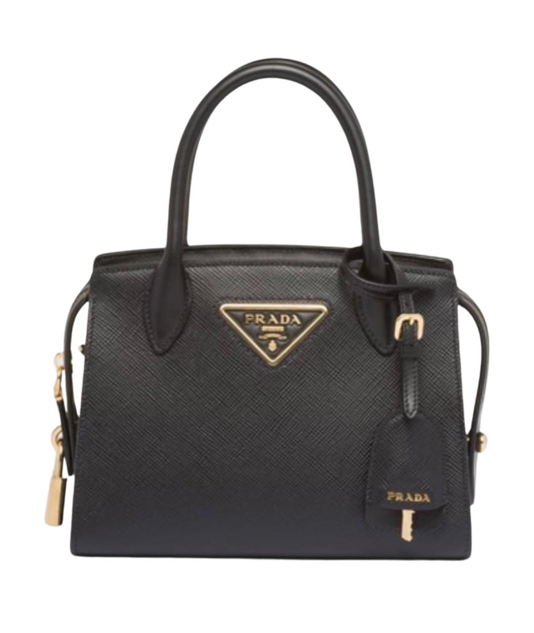 PRADA Черная кожаная сумка с короткими ручками, фото 2
