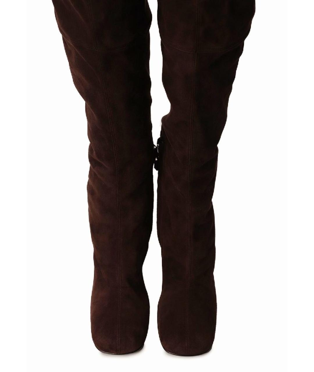 HERMES Коричневые замшевые ботфорты, фото 6
