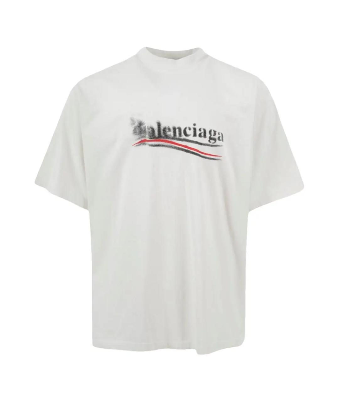 BALENCIAGA Белая хлопковая футболка, фото 1