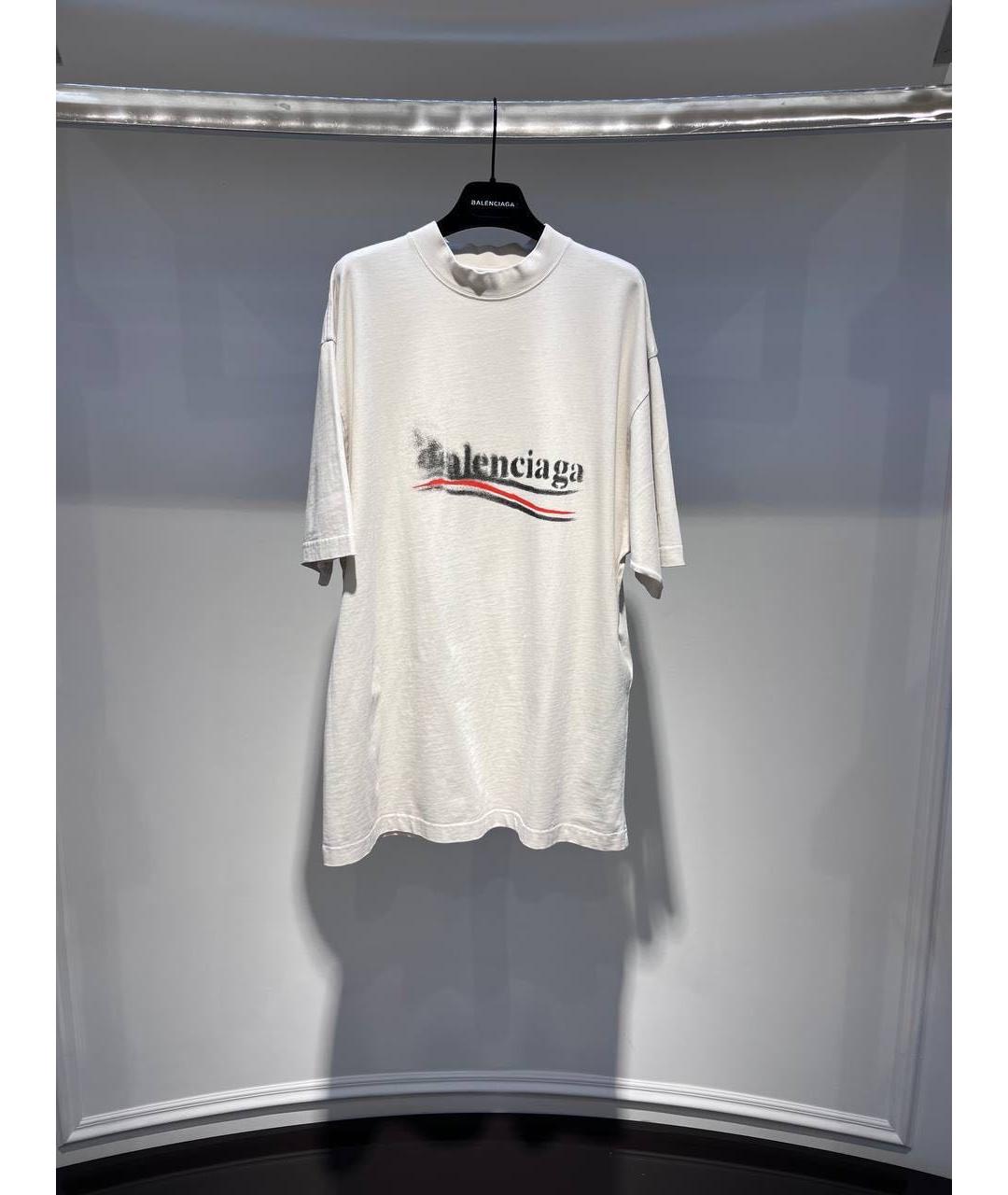 BALENCIAGA Белая хлопковая футболка, фото 2