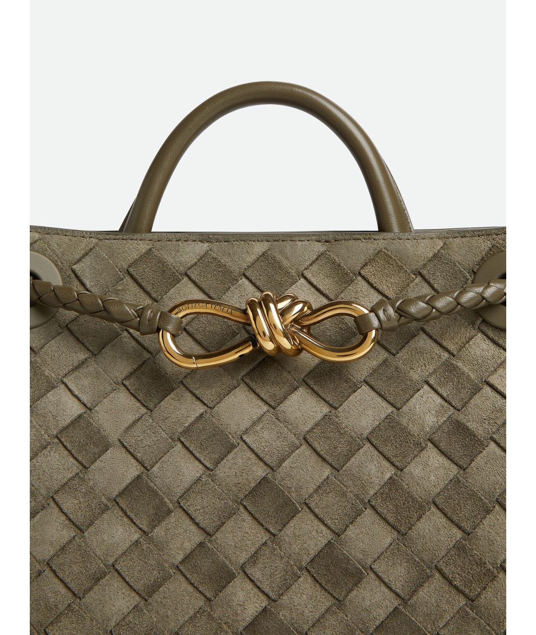 BOTTEGA VENETA Зеленая замшевая сумка тоут, фото 5