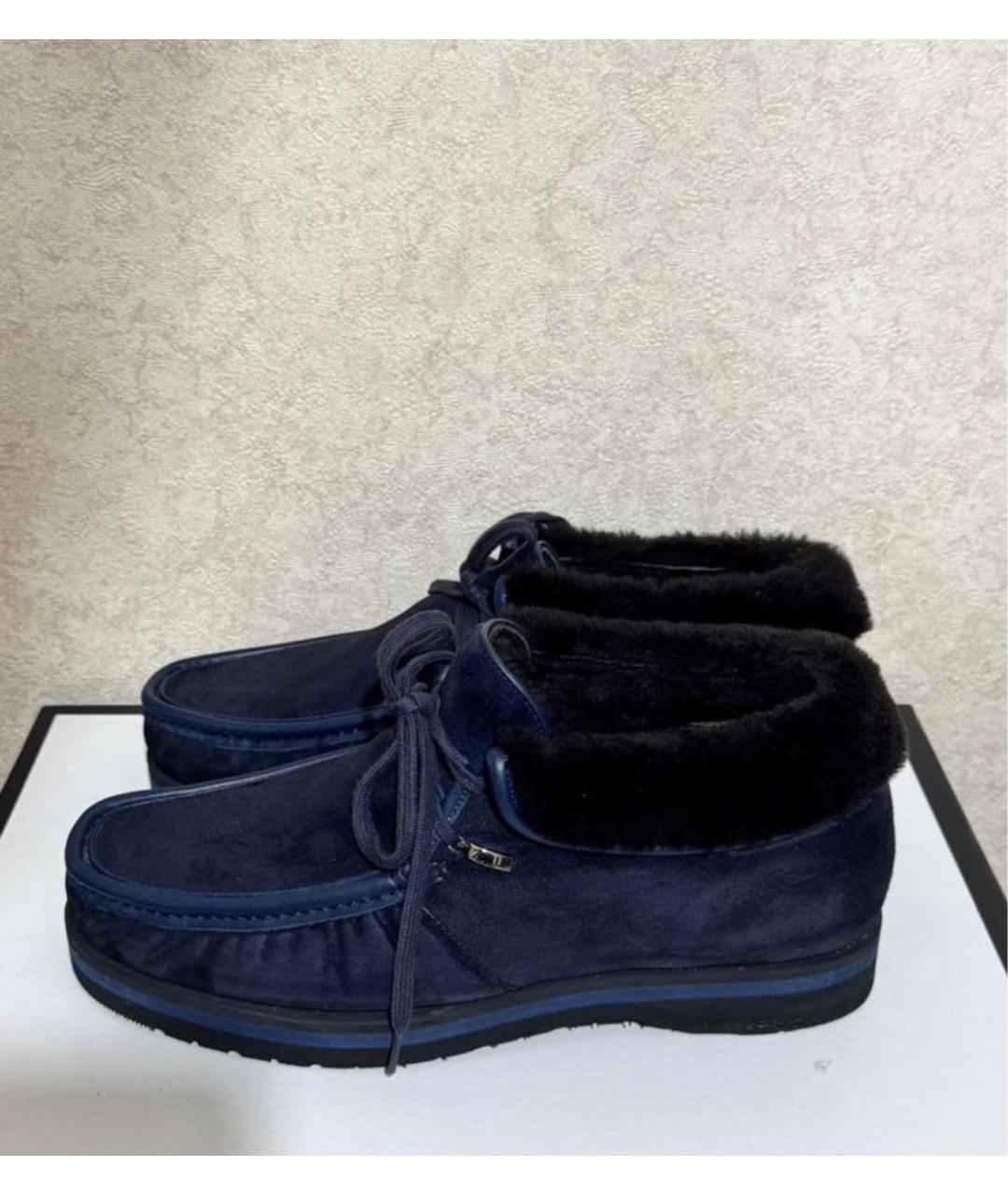 ZILLI Синие замшевые высокие ботинки, фото 5