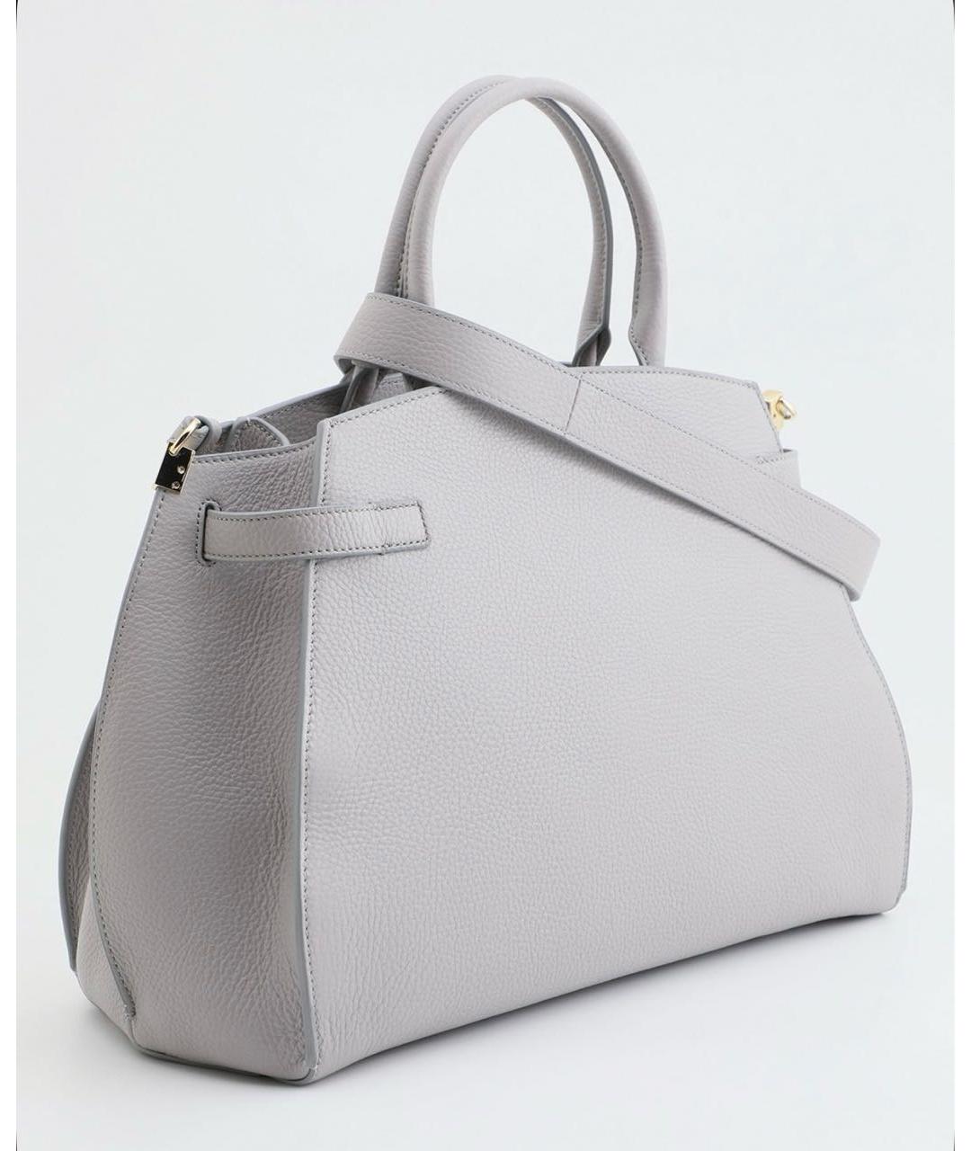 COCCINELLE Серая кожаная сумка с короткими ручками, фото 2