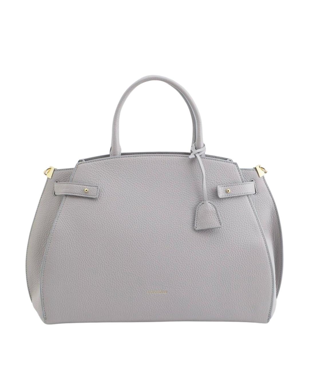 COCCINELLE Серая кожаная сумка с короткими ручками, фото 1