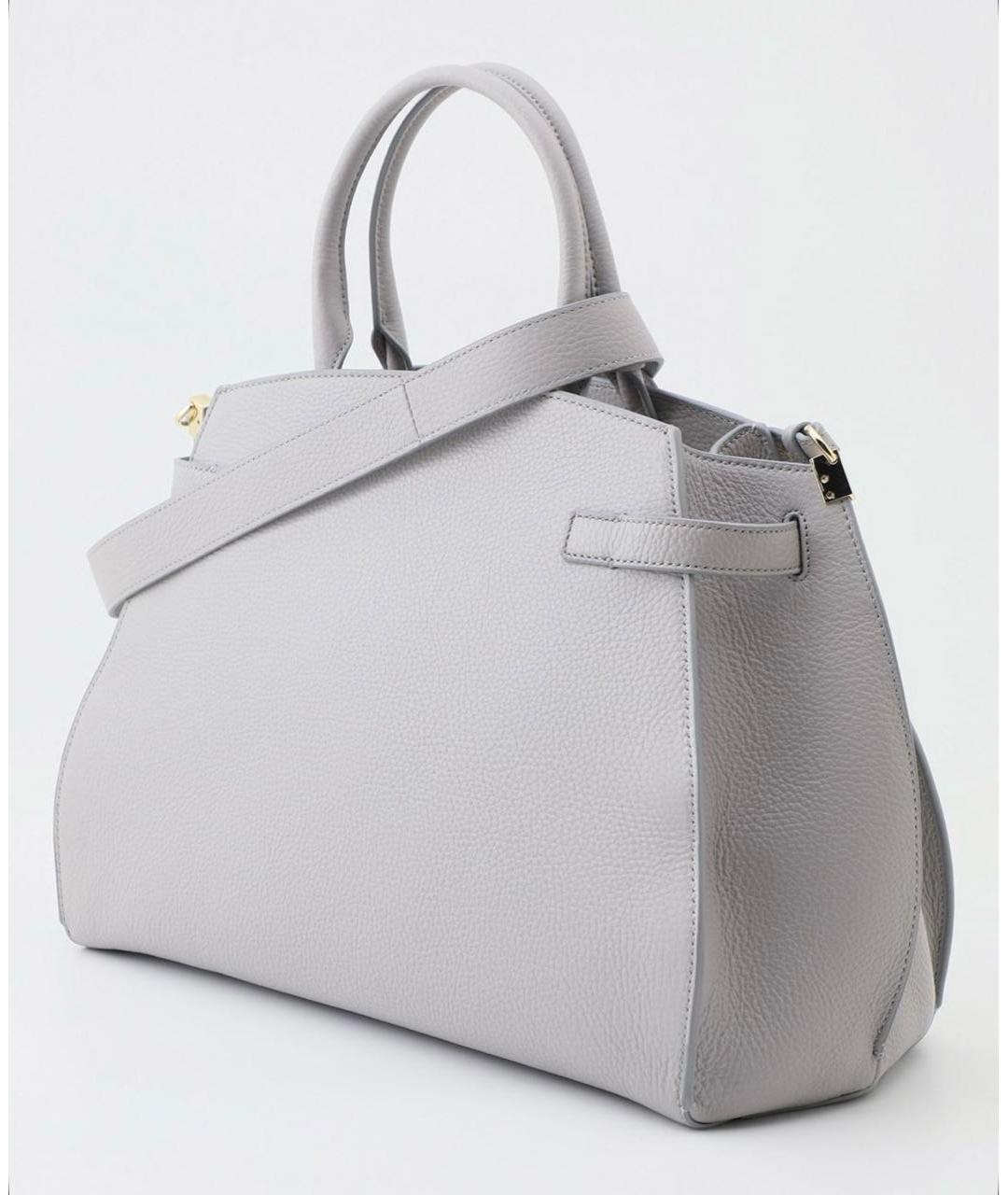 COCCINELLE Серая кожаная сумка с короткими ручками, фото 3