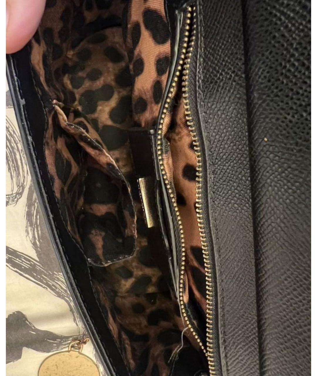 DOLCE&GABBANA Черная кожаная сумка через плечо, фото 7