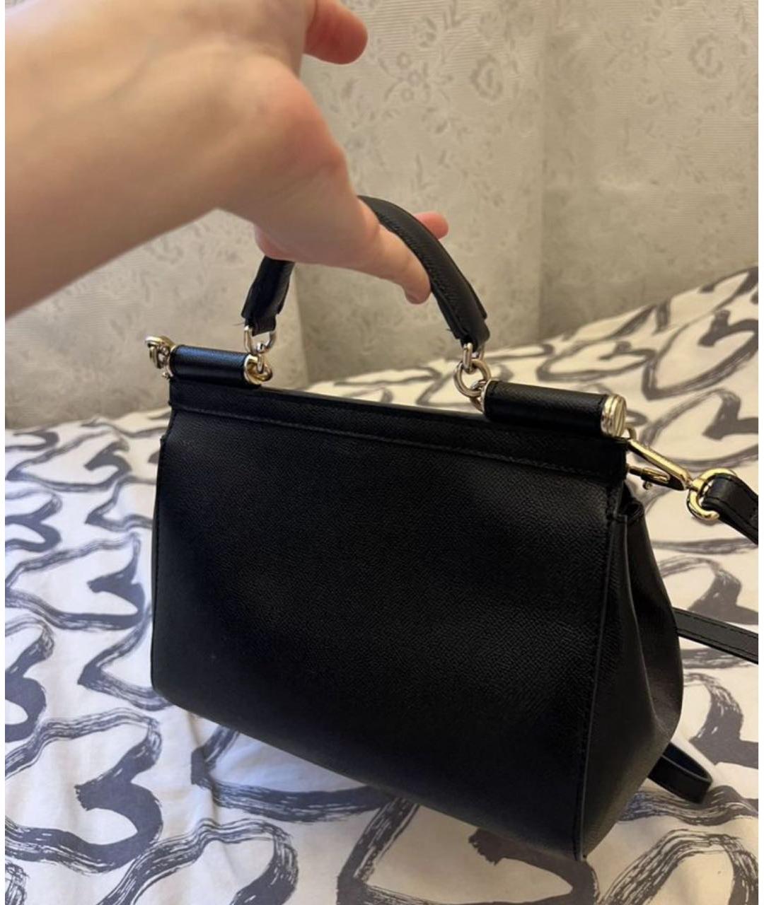 DOLCE&GABBANA Черная кожаная сумка через плечо, фото 5