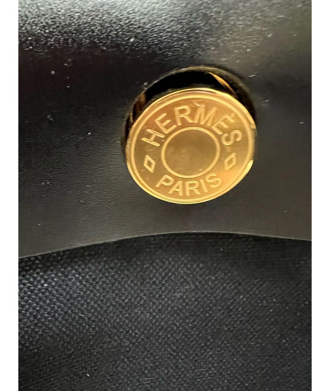 HERMES Черная кожаная сумка с короткими ручками, фото 3