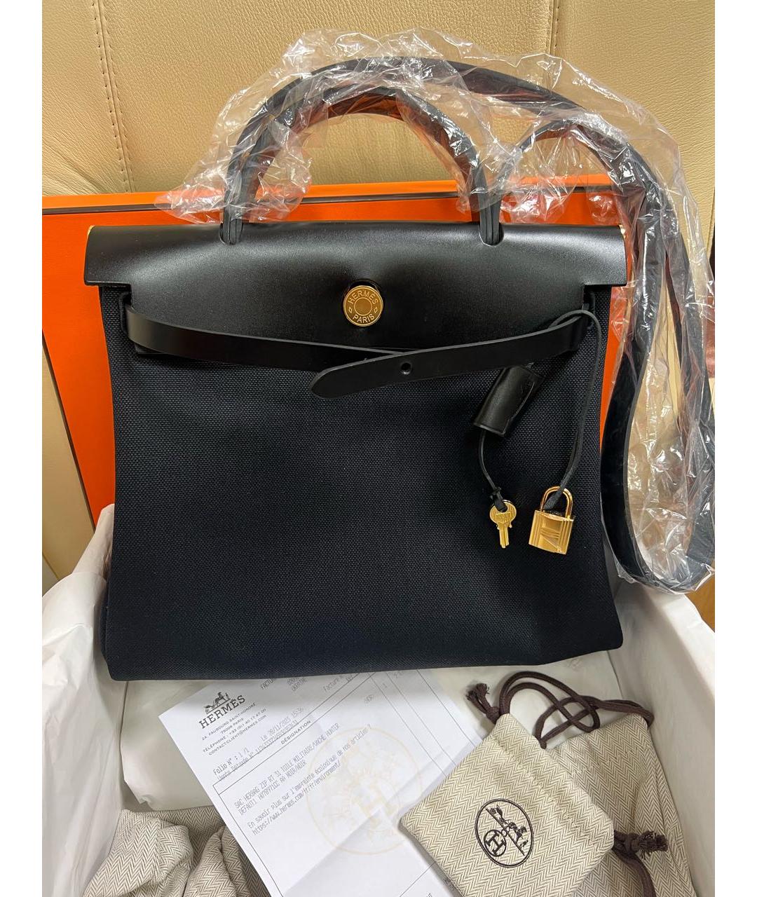 HERMES Черная кожаная сумка с короткими ручками, фото 7