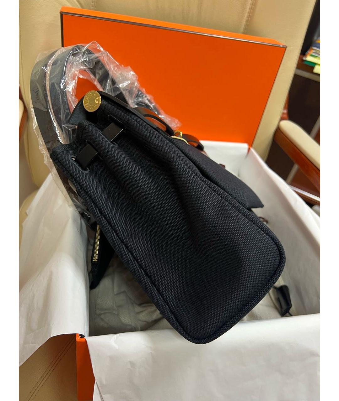 HERMES Черная кожаная сумка с короткими ручками, фото 6