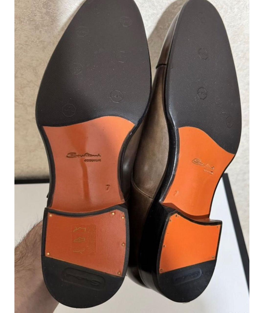 SANTONI Коричневые кожаные туфли, фото 7