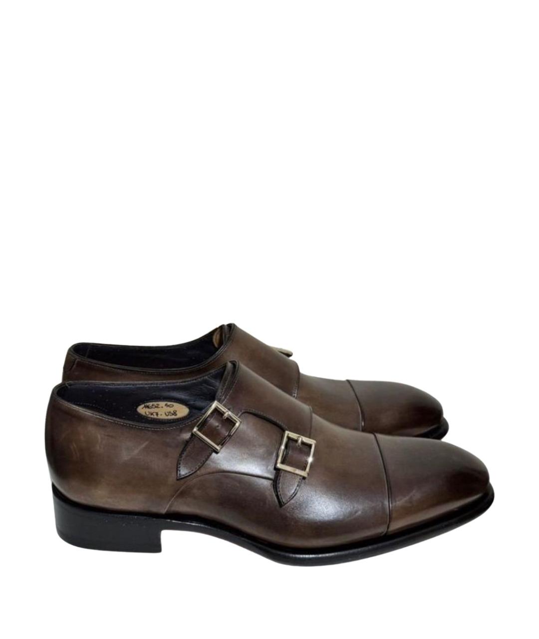 SANTONI Коричневые кожаные туфли, фото 1