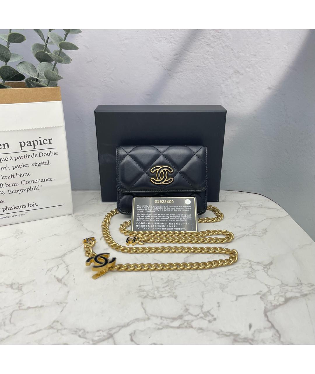 CHANEL Черная кожаная поясная сумка, фото 9