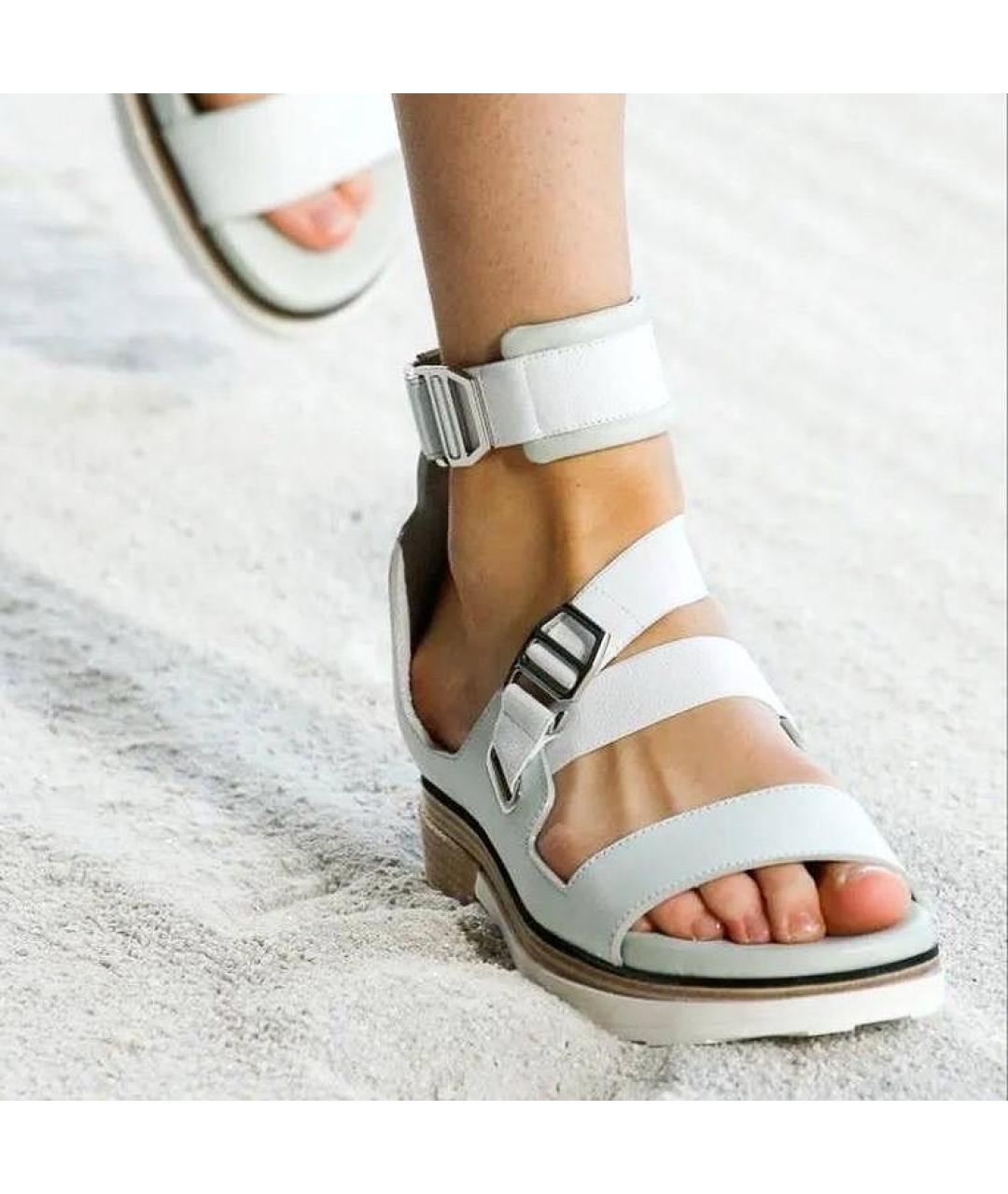 HERMES Белые кожаные сандалии, фото 4