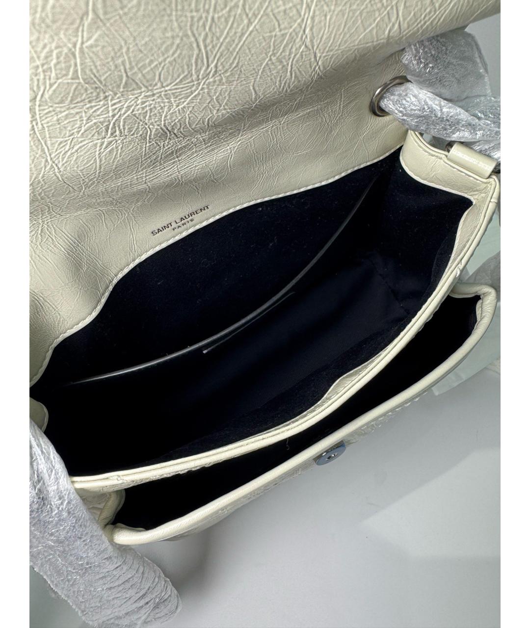 SAINT LAURENT Белая кожаная сумка через плечо, фото 8