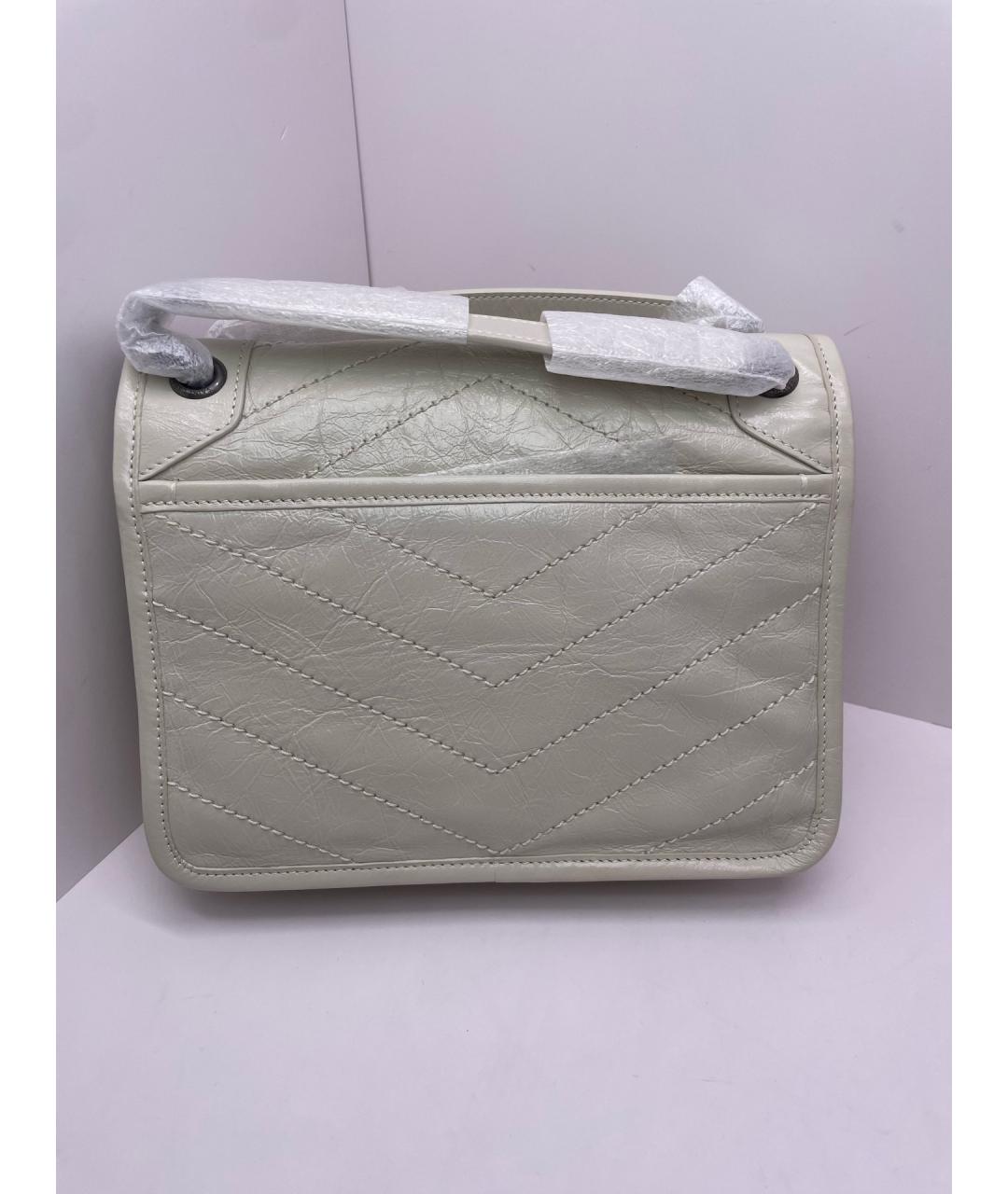 SAINT LAURENT Белая кожаная сумка через плечо, фото 2