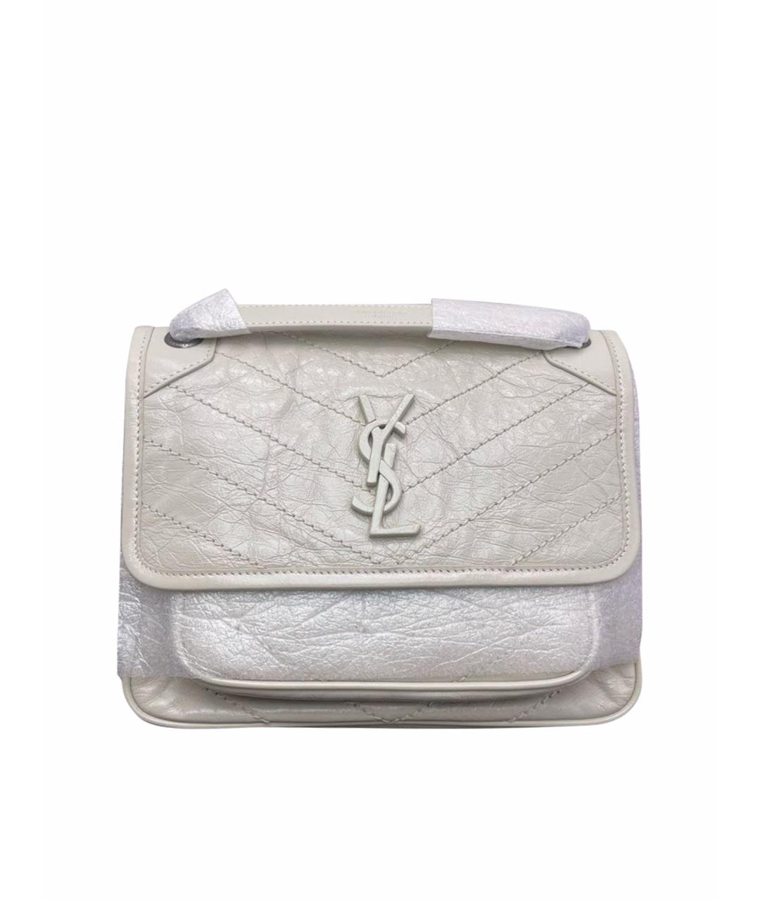SAINT LAURENT Белая кожаная сумка через плечо, фото 1