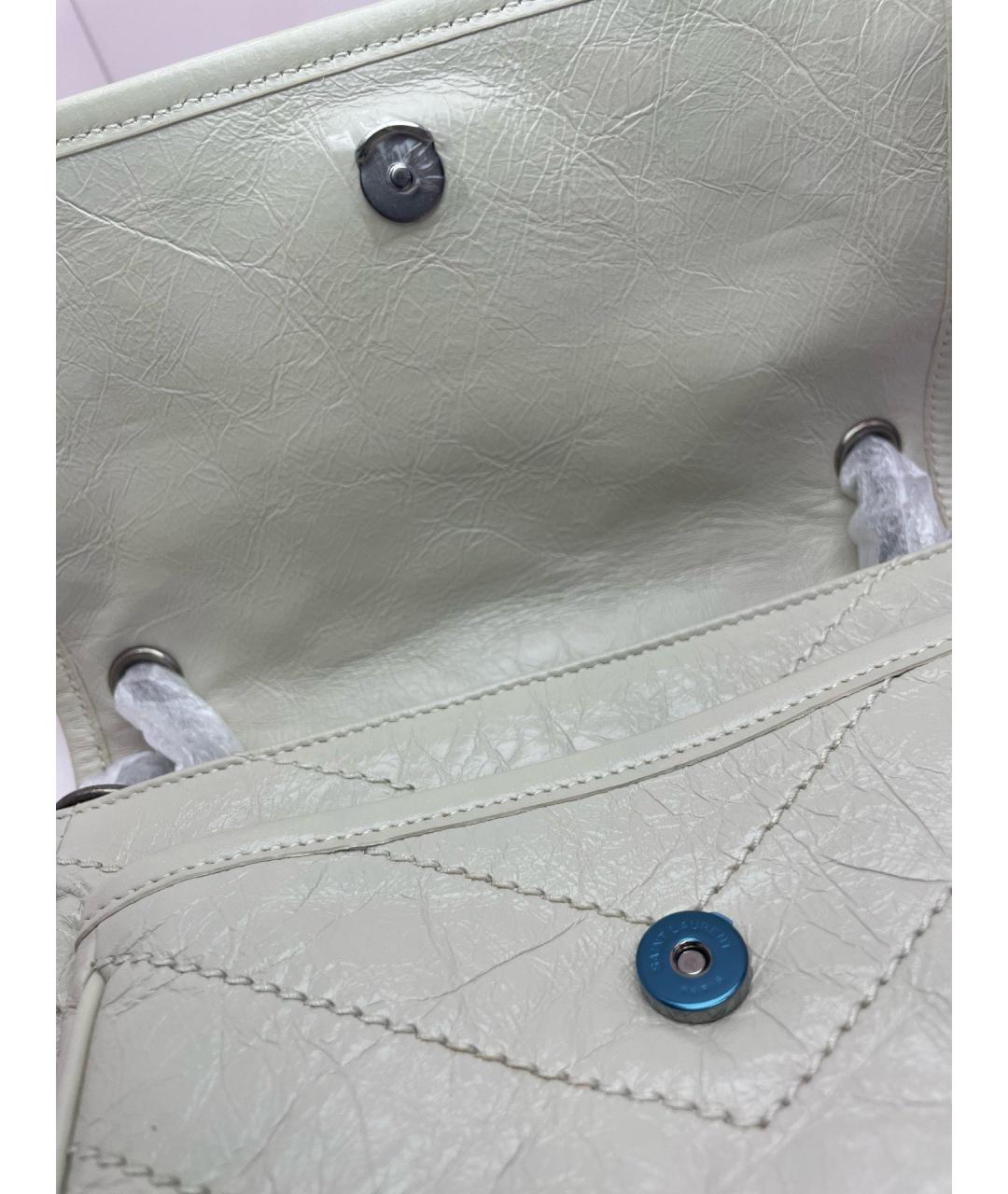SAINT LAURENT Белая кожаная сумка через плечо, фото 7