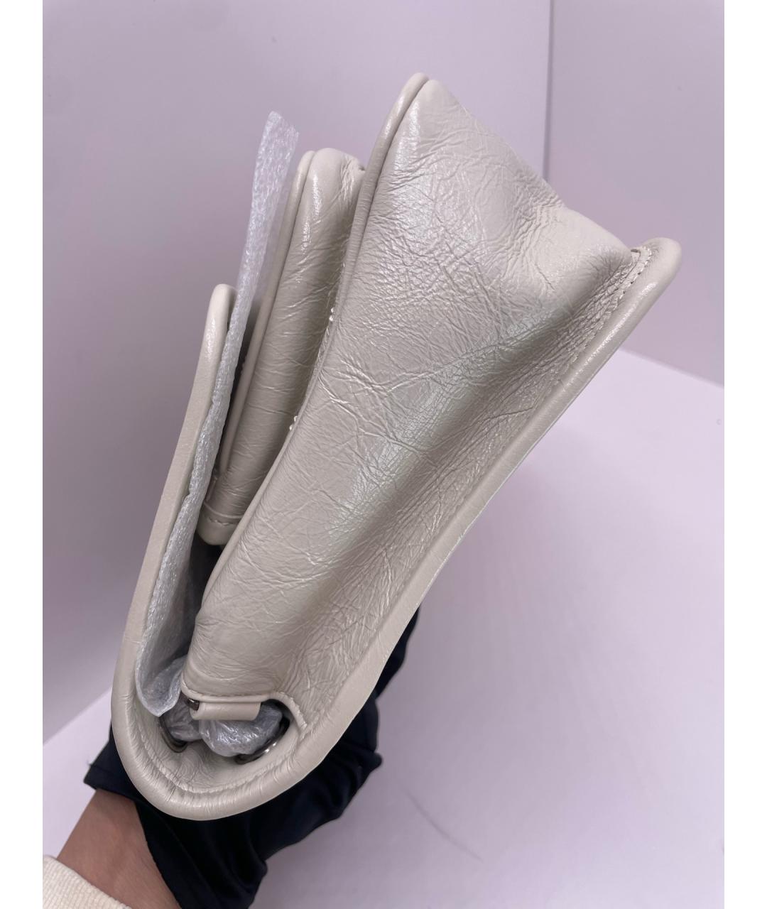 SAINT LAURENT Белая кожаная сумка через плечо, фото 3