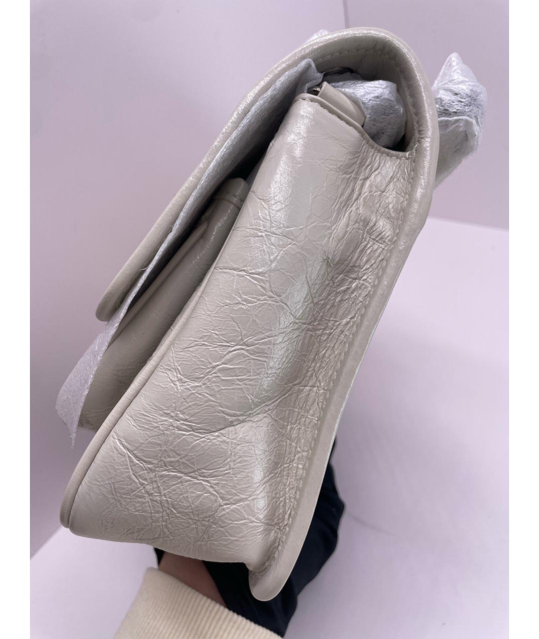 SAINT LAURENT Белая кожаная сумка через плечо, фото 5