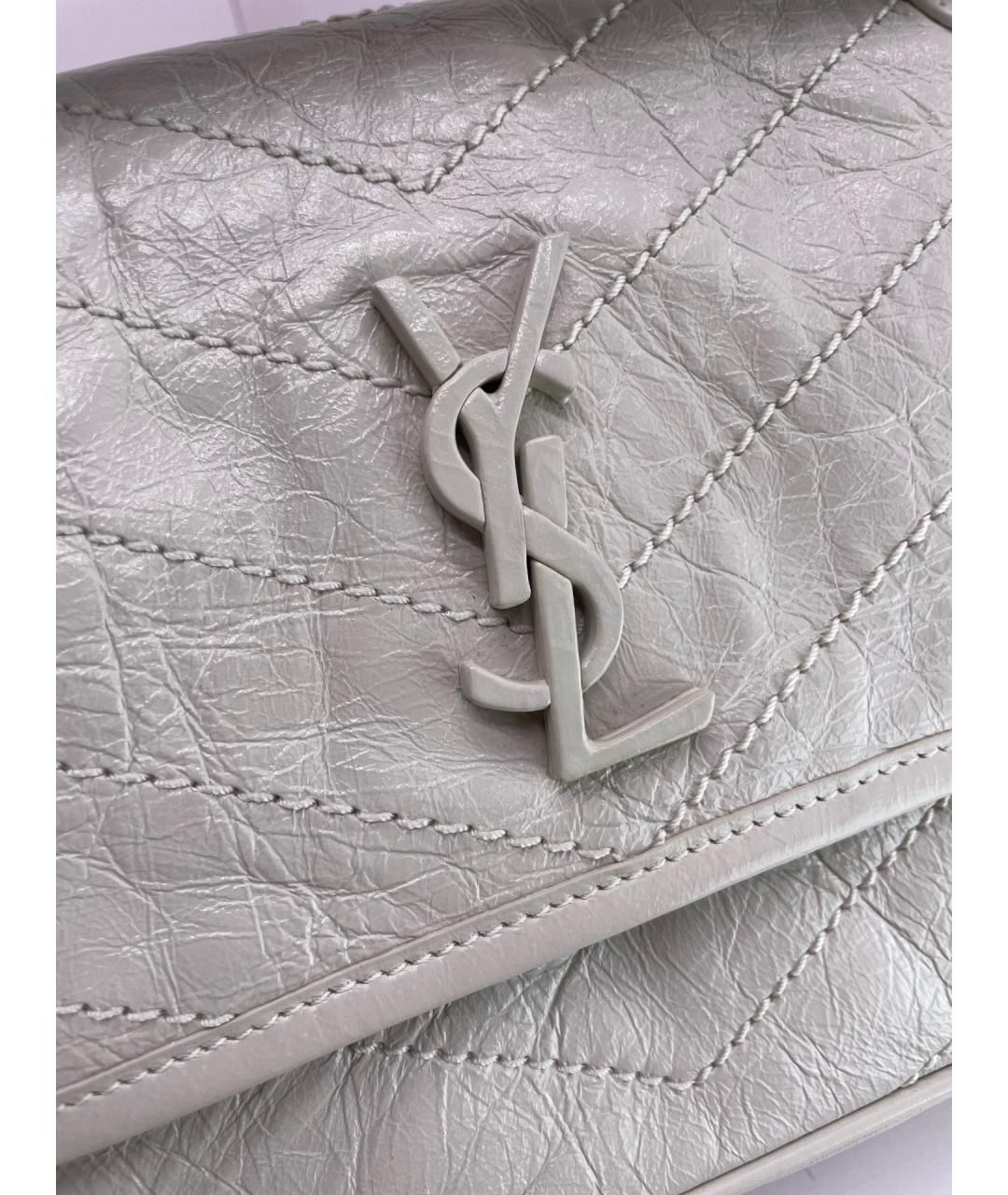 SAINT LAURENT Белая кожаная сумка через плечо, фото 6