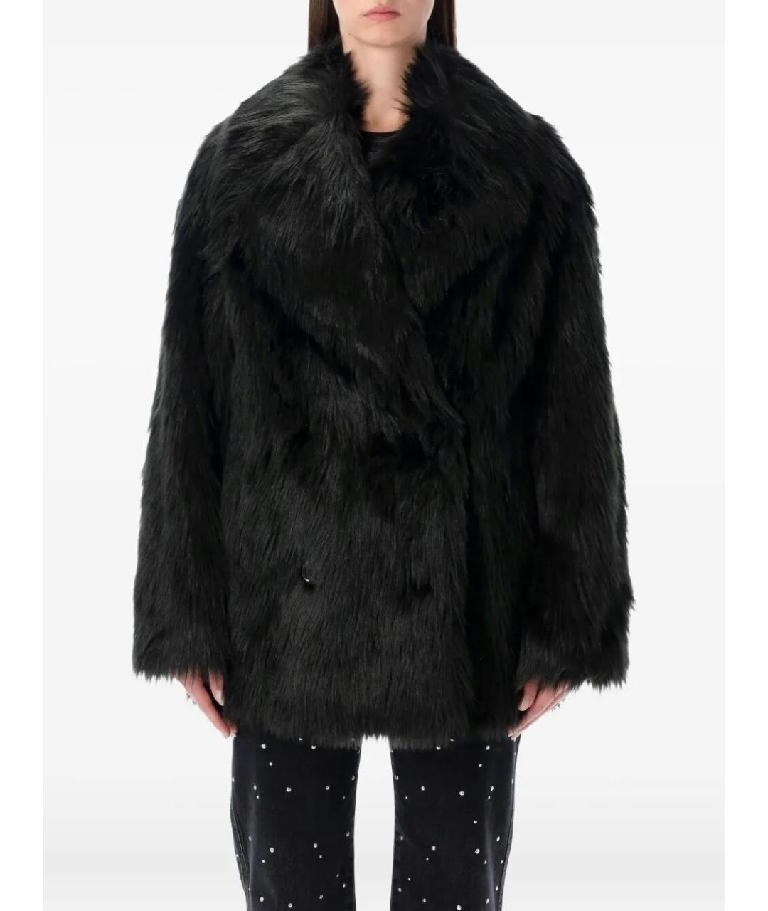 STAND STUDIO Черная полиэстеровая шуба, фото 3