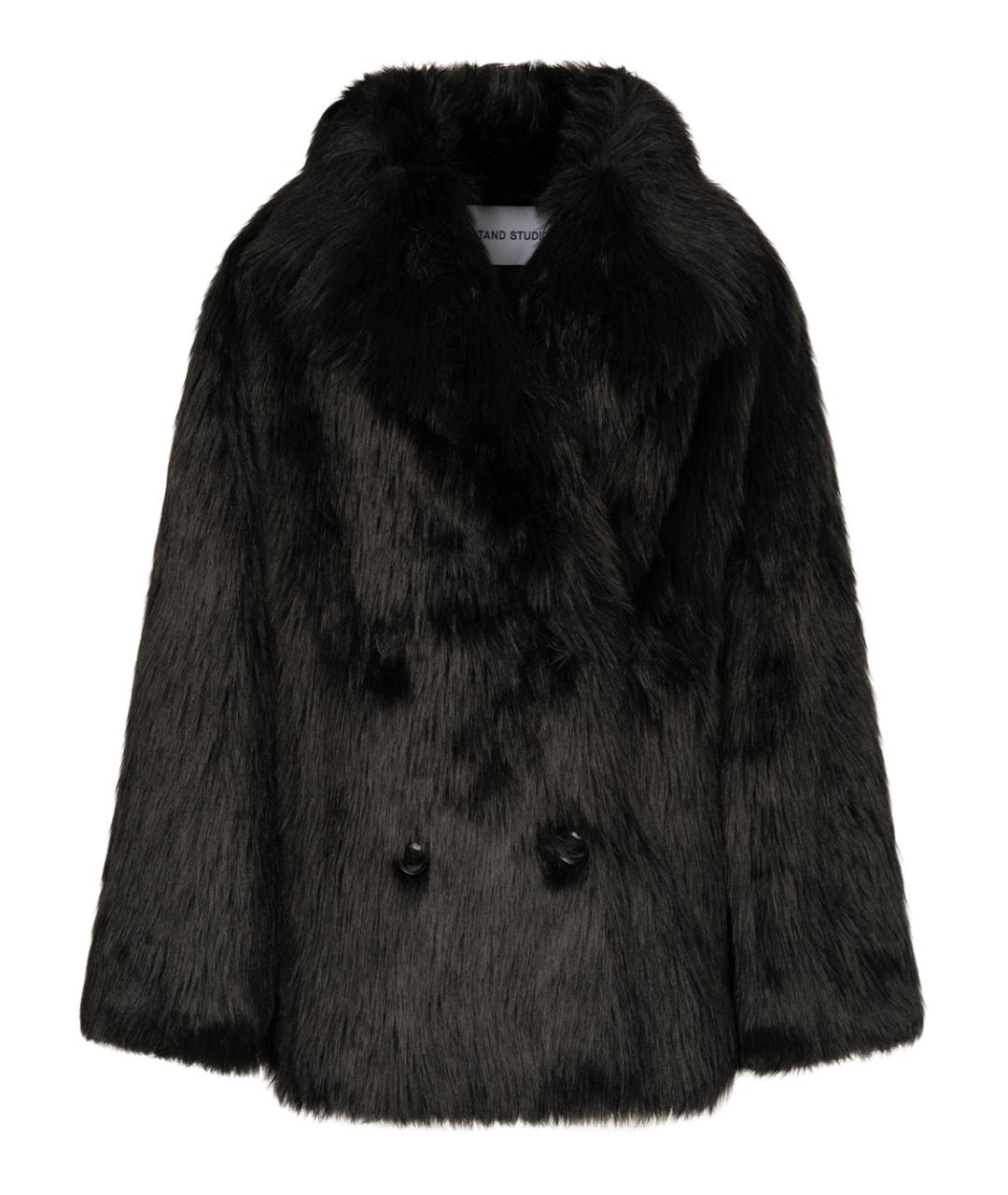 STAND STUDIO Черная полиэстеровая шуба, фото 1