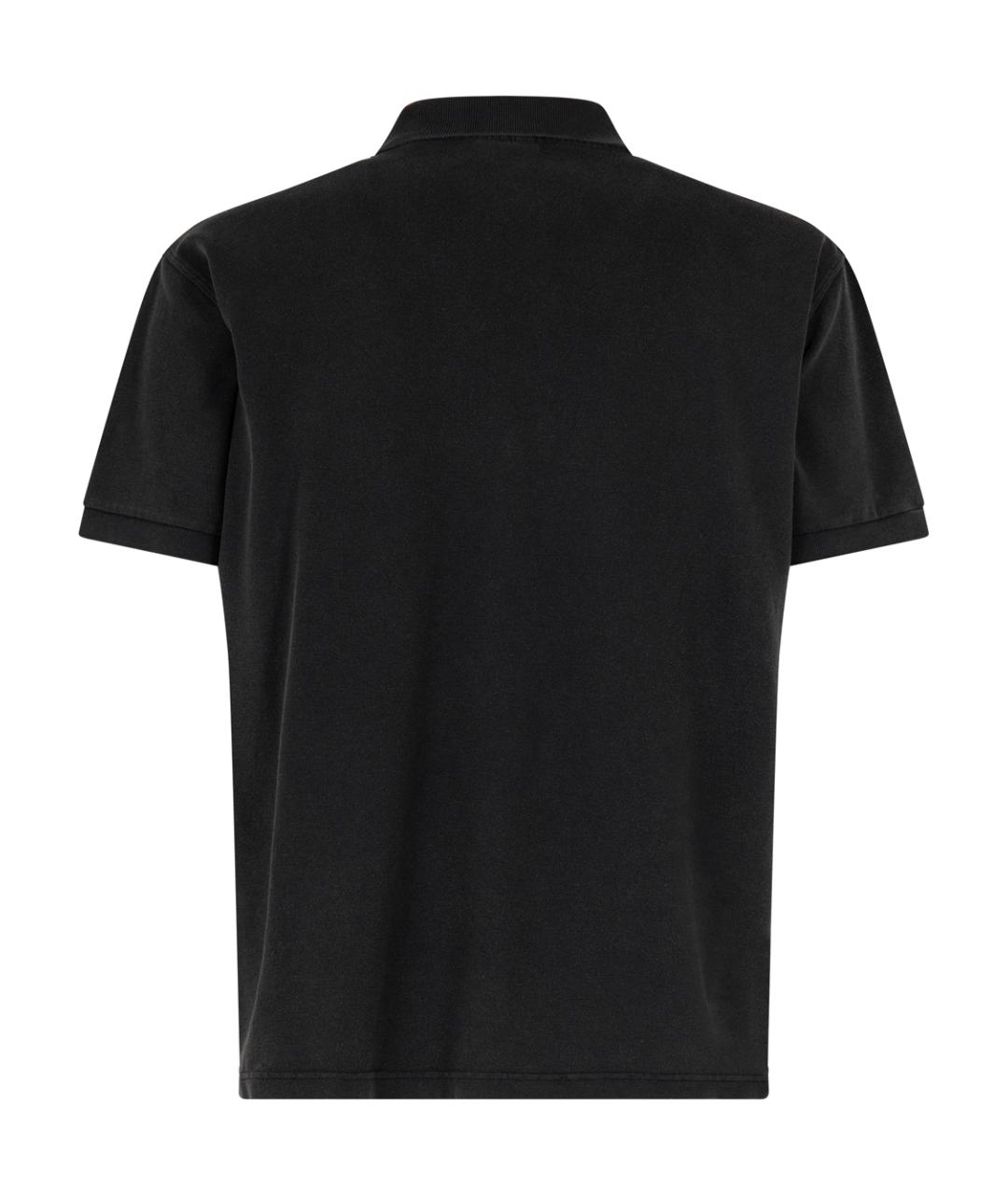 BALENCIAGA Черное хлопковое поло с коротким рукавом, фото 2