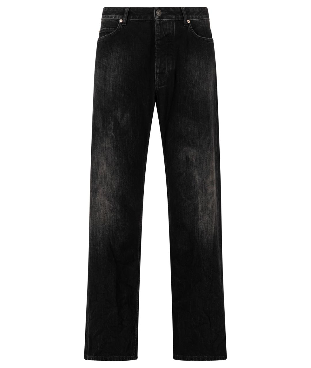 BALENCIAGA Черные хлопковые прямые джинсы, фото 1