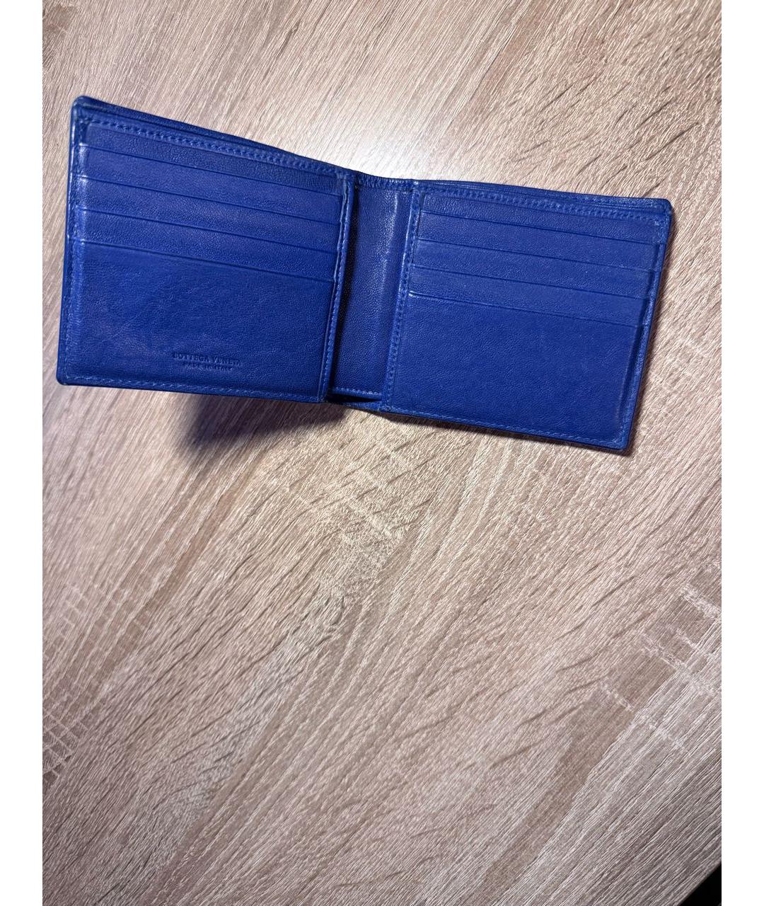 BOTTEGA VENETA Темно-синий кожаный кошелек, фото 3