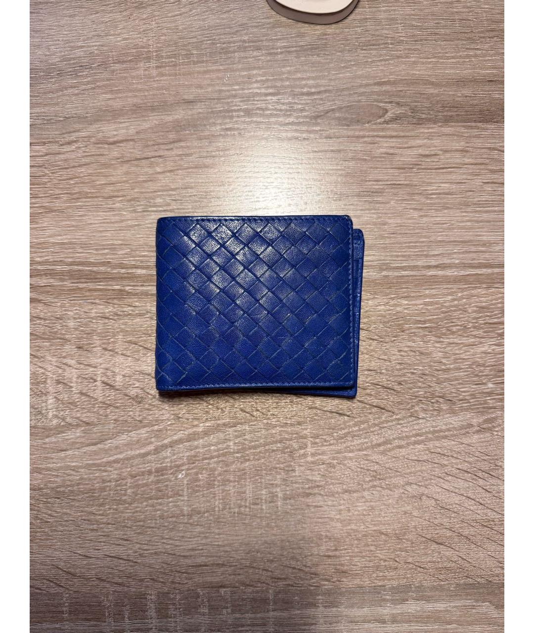 BOTTEGA VENETA Темно-синий кожаный кошелек, фото 7