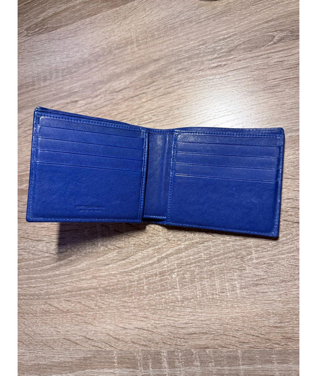 BOTTEGA VENETA Темно-синий кожаный кошелек, фото 4