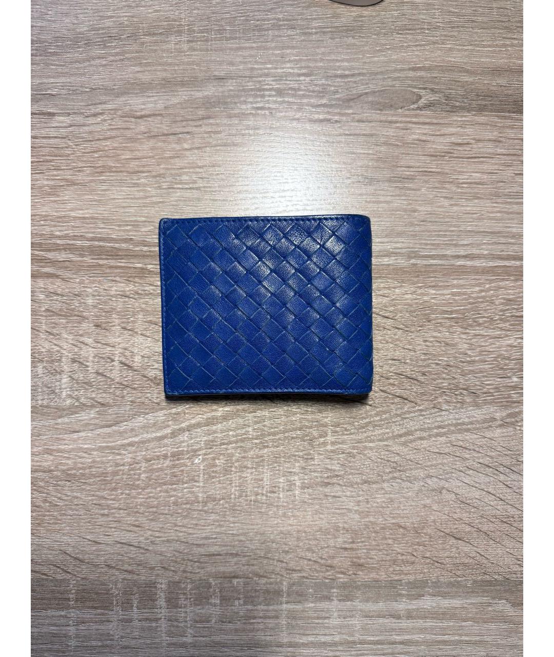 BOTTEGA VENETA Темно-синий кожаный кошелек, фото 2