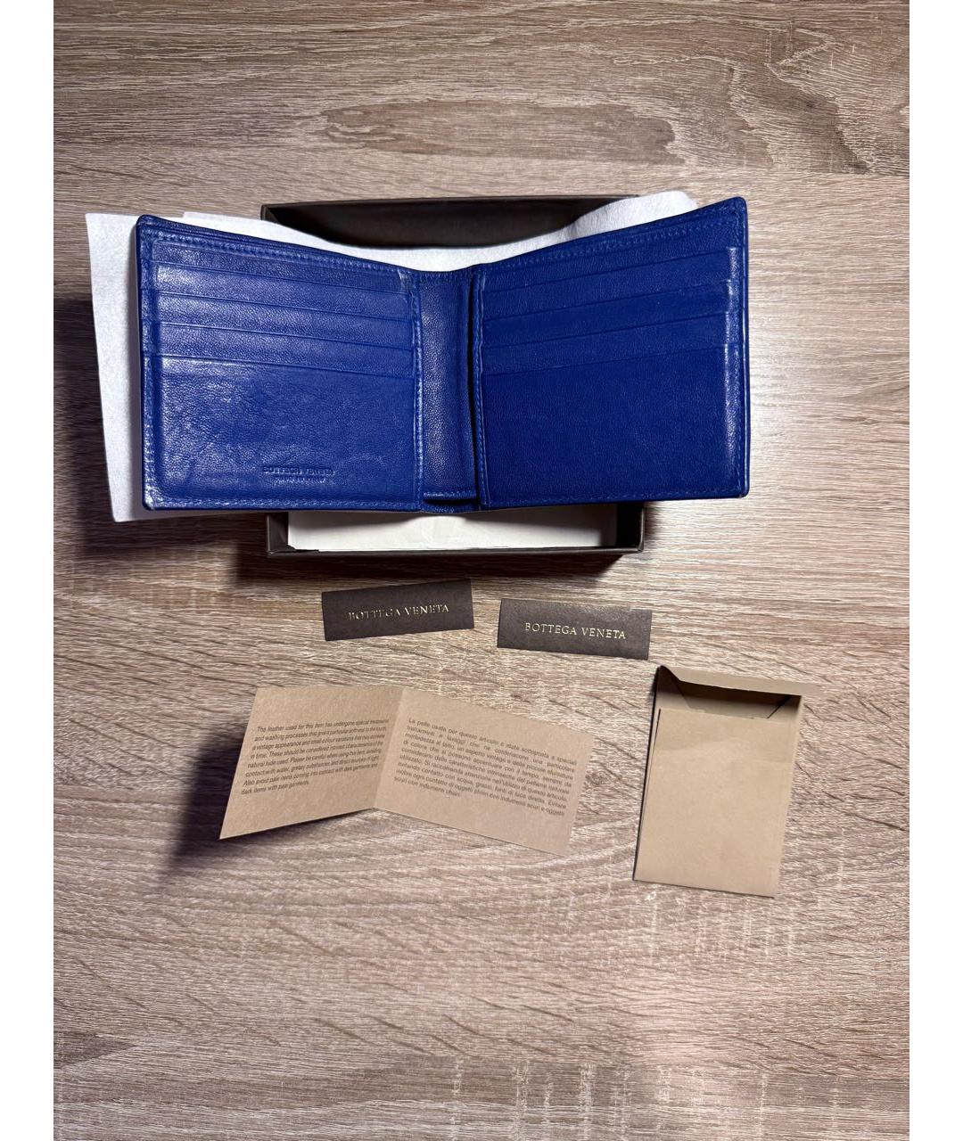 BOTTEGA VENETA Темно-синий кожаный кошелек, фото 5