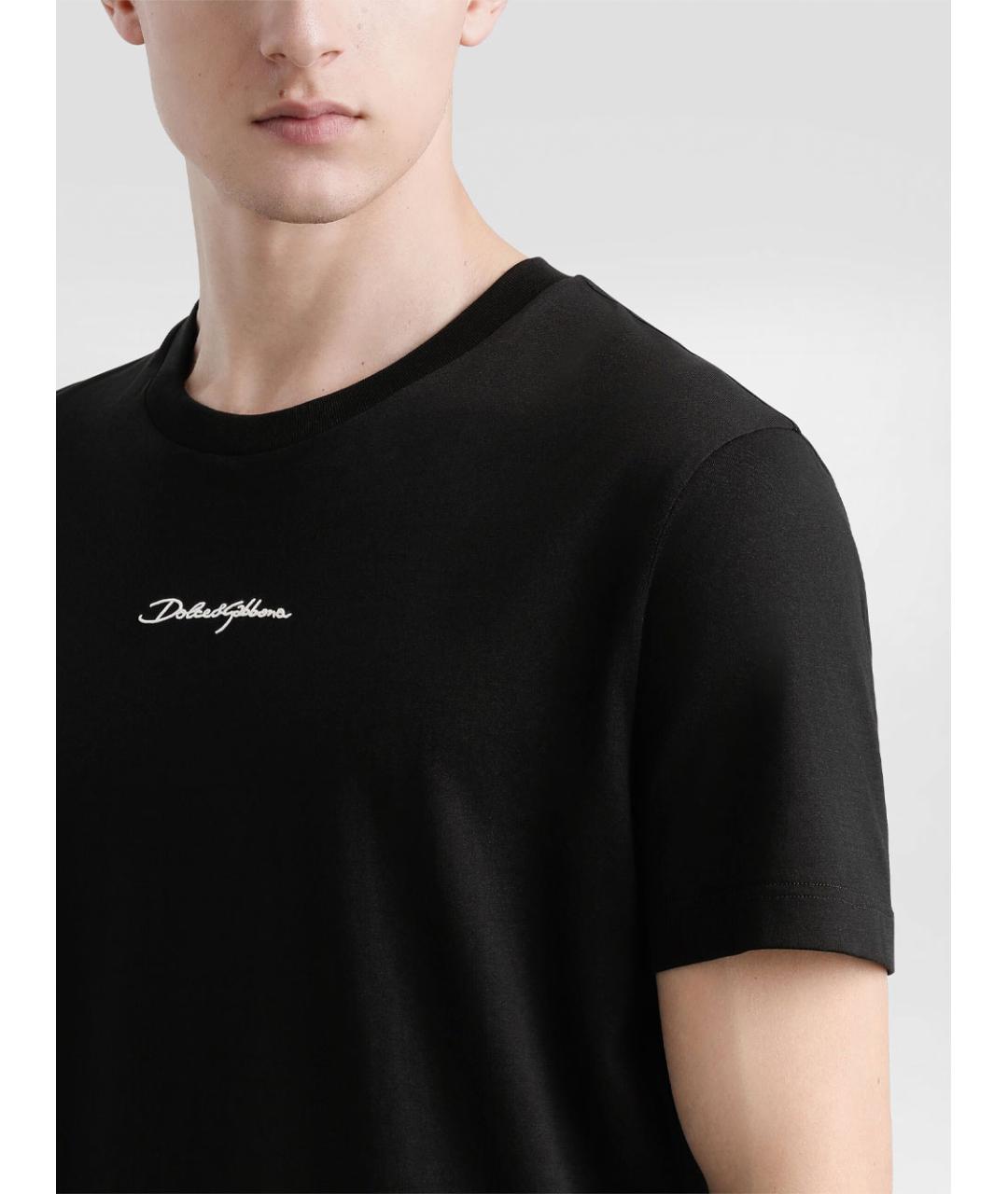 DOLCE&GABBANA Черная хлопковая футболка, фото 4