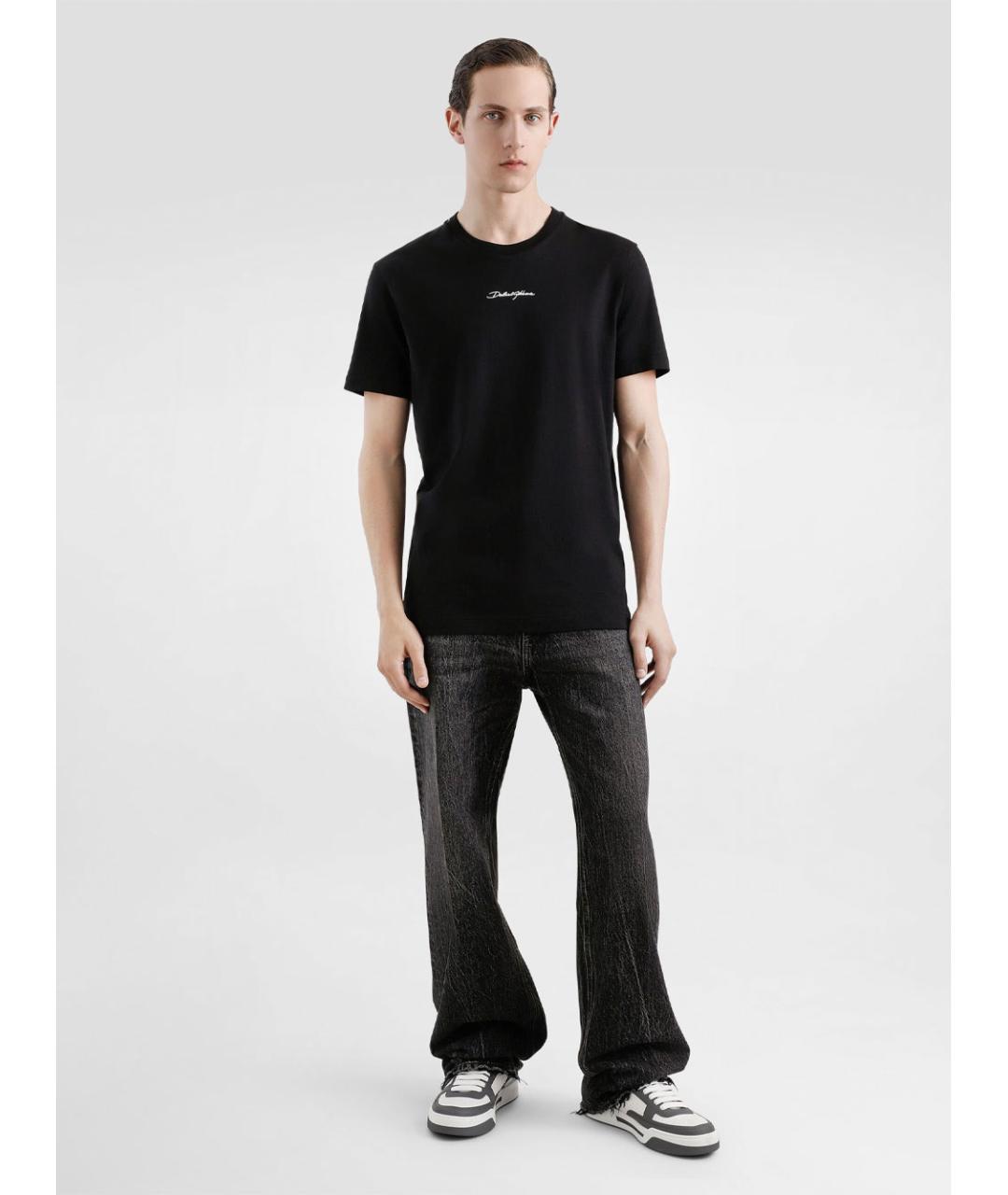DOLCE&GABBANA Черная хлопковая футболка, фото 2