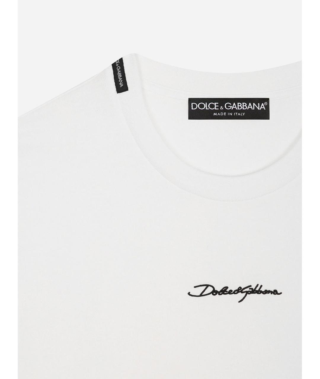 DOLCE&GABBANA Белая хлопковая футболка, фото 4