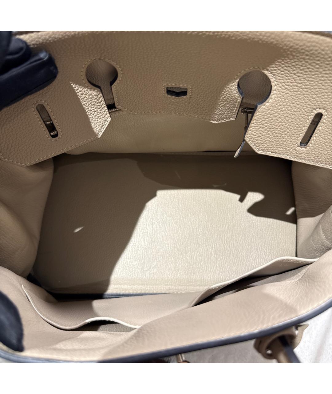 HERMES Серая кожаная сумка с короткими ручками, фото 5