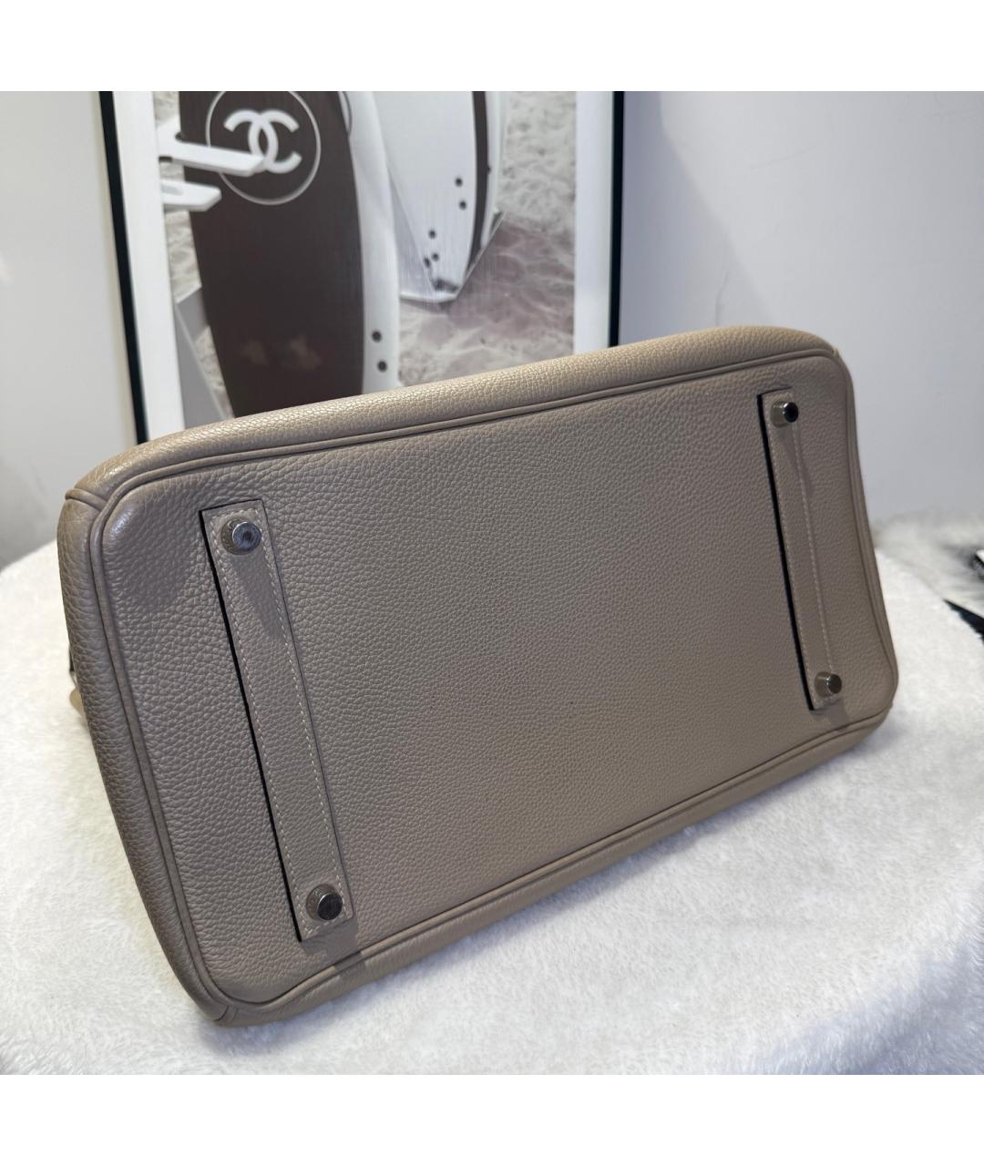 HERMES Серая кожаная сумка с короткими ручками, фото 3