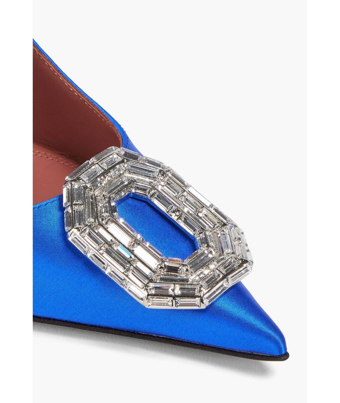 Amina Muaddi Синие текстильные туфли, фото 4