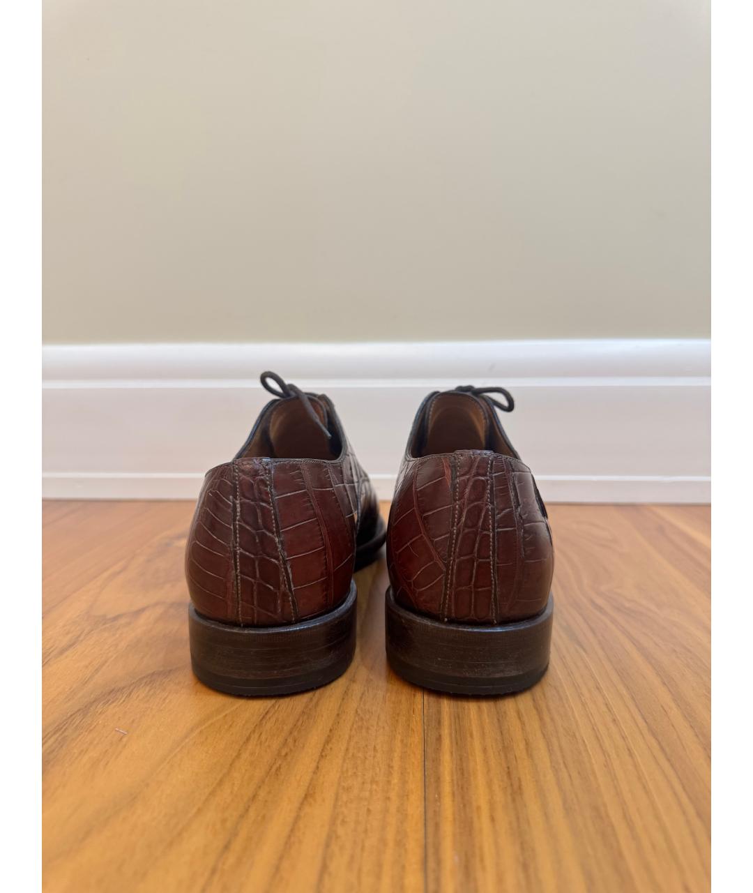 BRIONI Коричневые низкие ботинки из экзотической кожи, фото 4