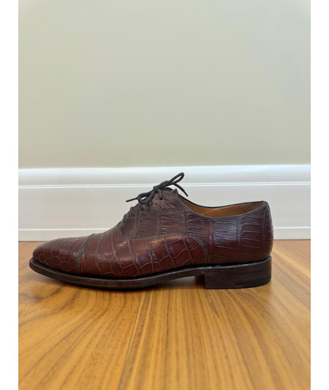 BRIONI Коричневые низкие ботинки из экзотической кожи, фото 6