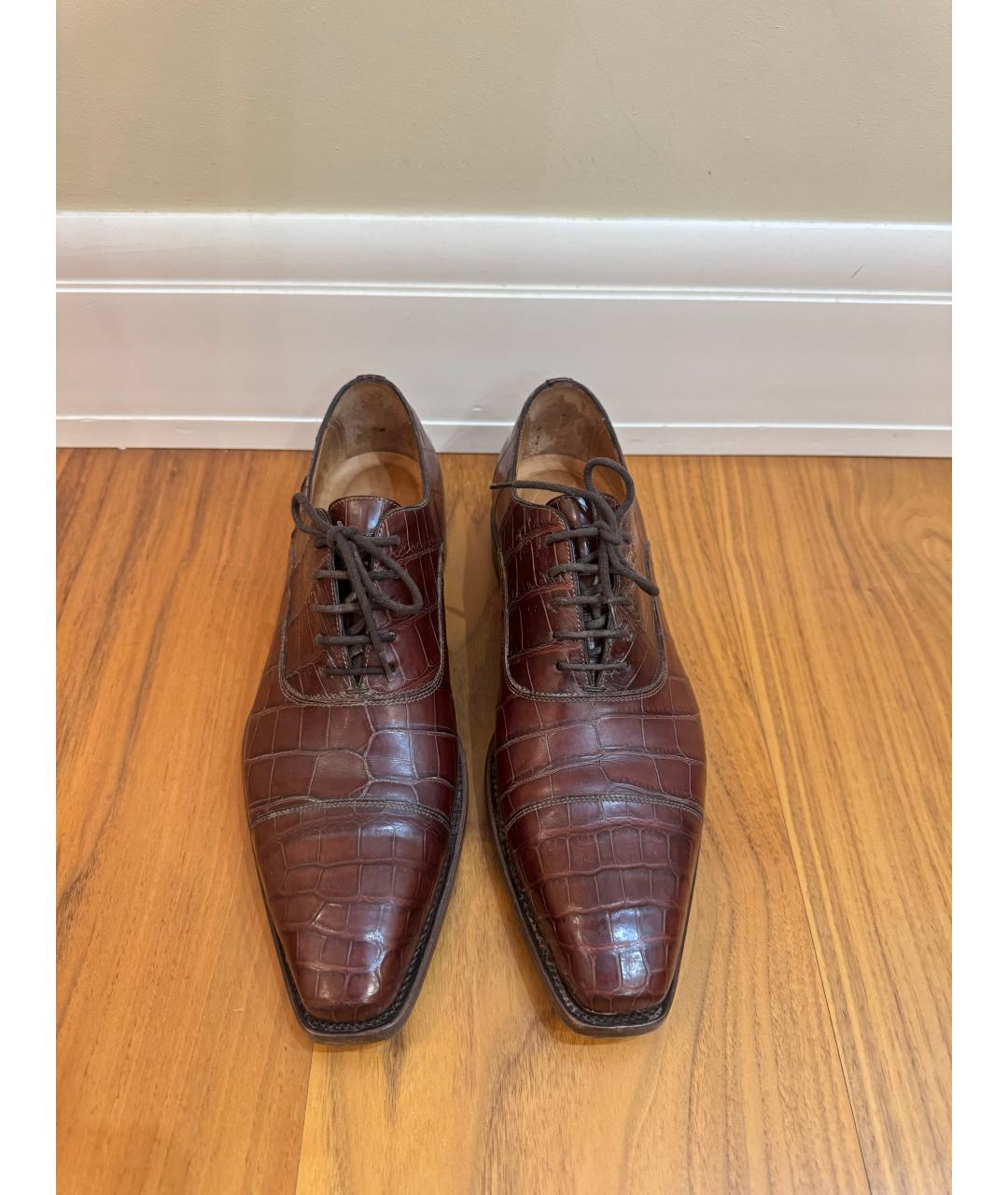 BRIONI Коричневые низкие ботинки из экзотической кожи, фото 2