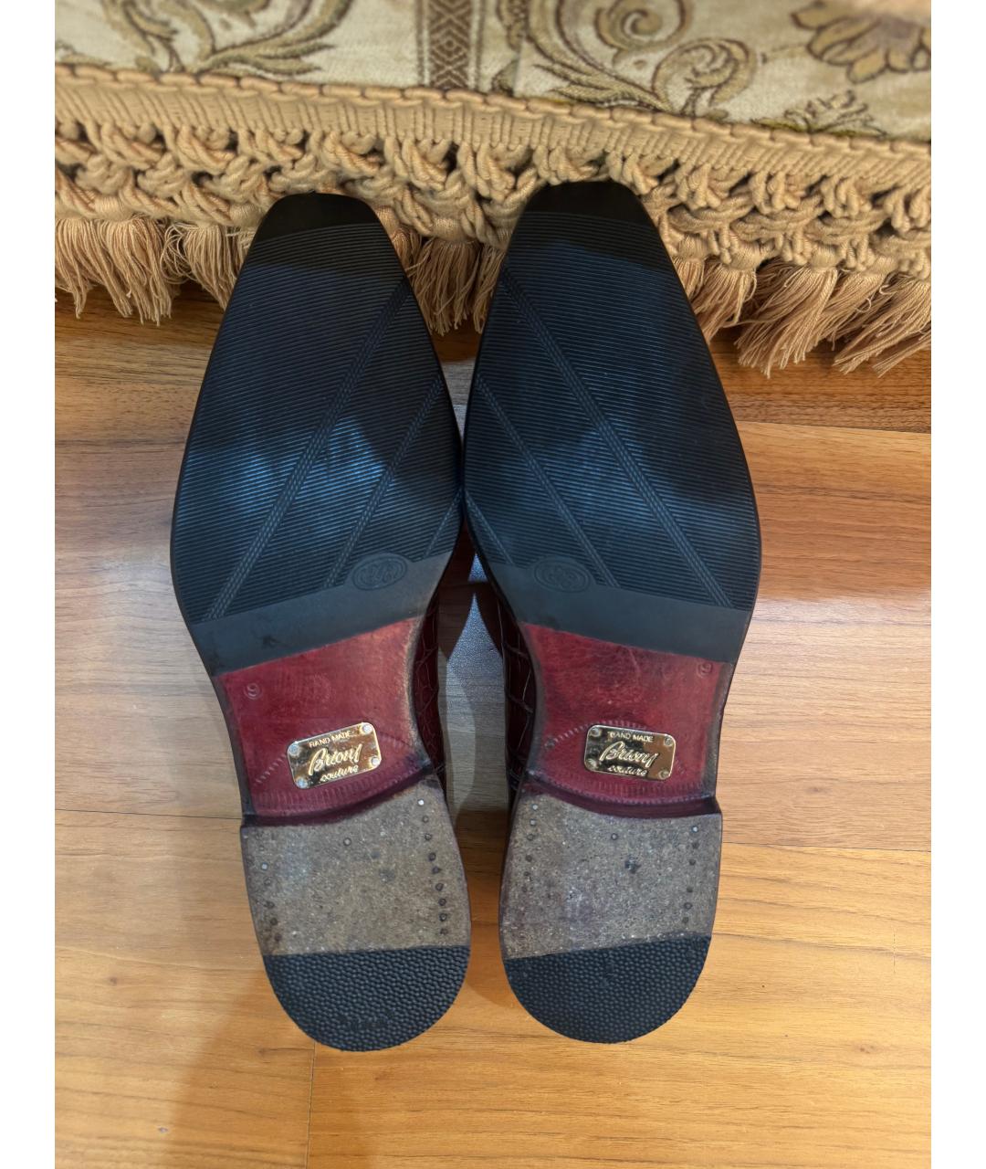 BRIONI Коричневые низкие ботинки из экзотической кожи, фото 5