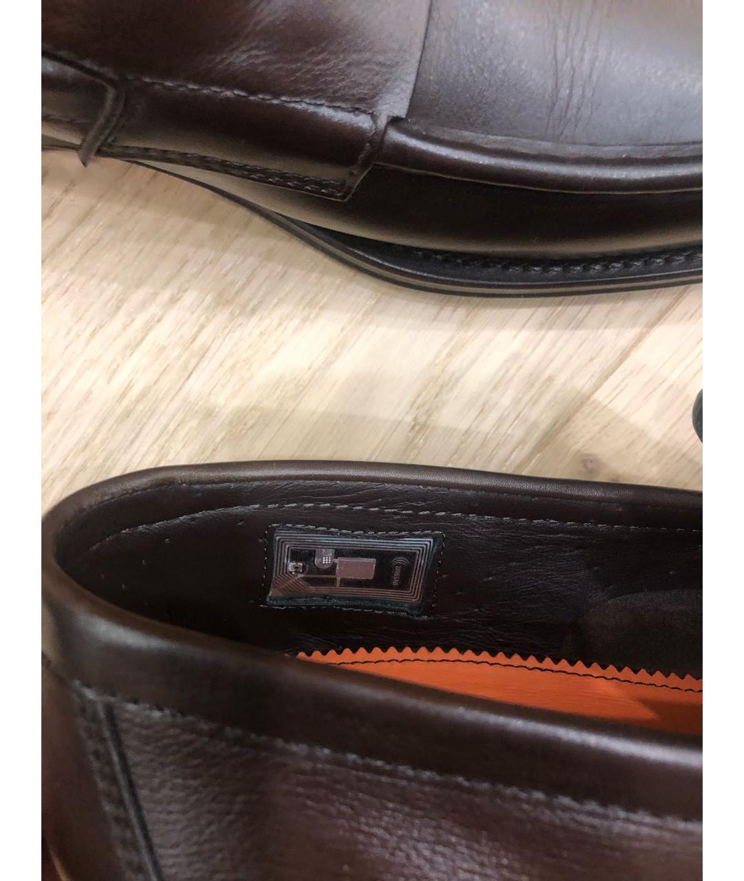 SANTONI Коричневые кожаные лоферы, фото 5