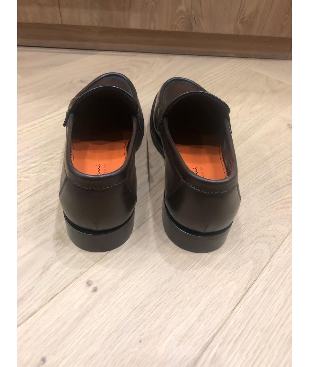 SANTONI Коричневые кожаные лоферы, фото 4