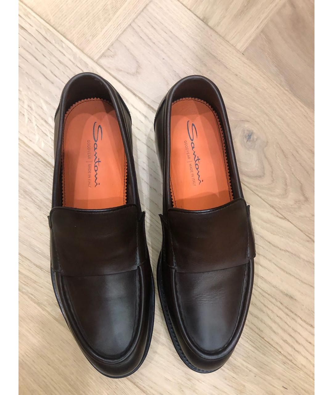 SANTONI Коричневые кожаные лоферы, фото 8