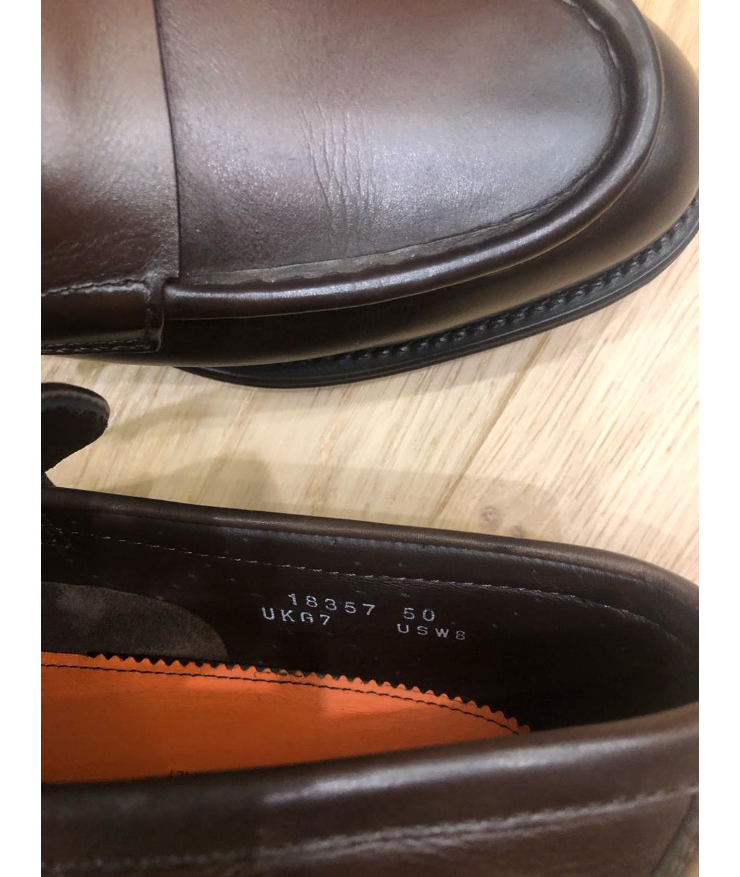 SANTONI Коричневые кожаные лоферы, фото 6