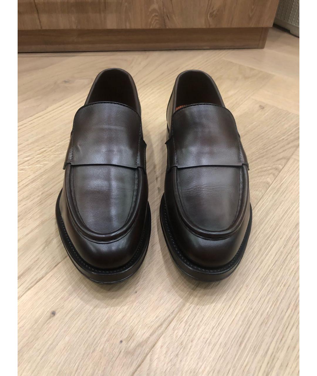SANTONI Коричневые кожаные лоферы, фото 2