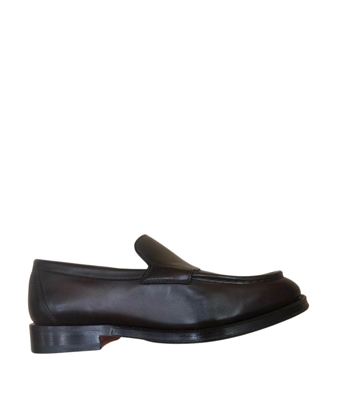 SANTONI Коричневые кожаные лоферы, фото 1